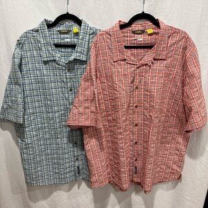 Cabela’s Plaid Short Sleeve Outdoor Shirt 2XL Coolmax UPF30 Textured Button Down